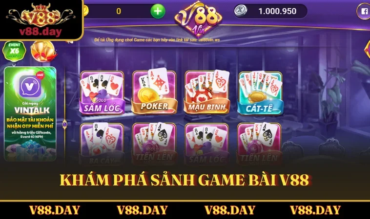 kham pha sanh game bai v88 Khám phá sảnh Game Bài V88