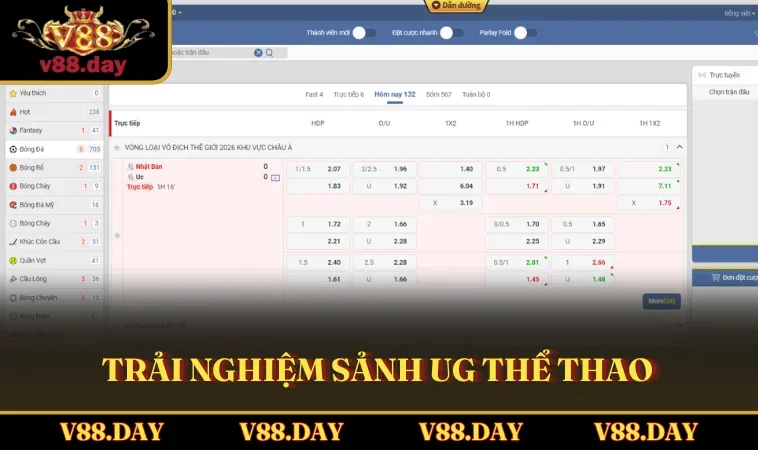 trai nghiem sanh ug the thao Trải nghiệm sảnh UG Thể Thao